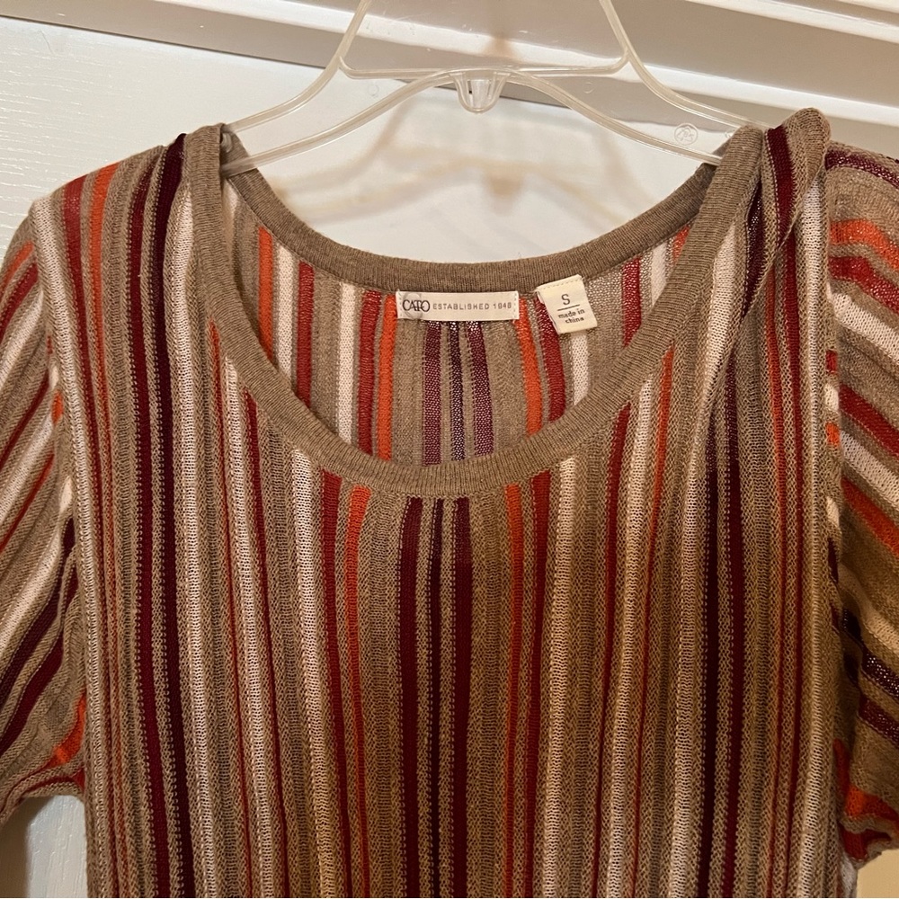 Women’s Cato Long Sleeve Vertically Striped Sweater Dress w/Full Cami Under, SM - Picture 3 of 7